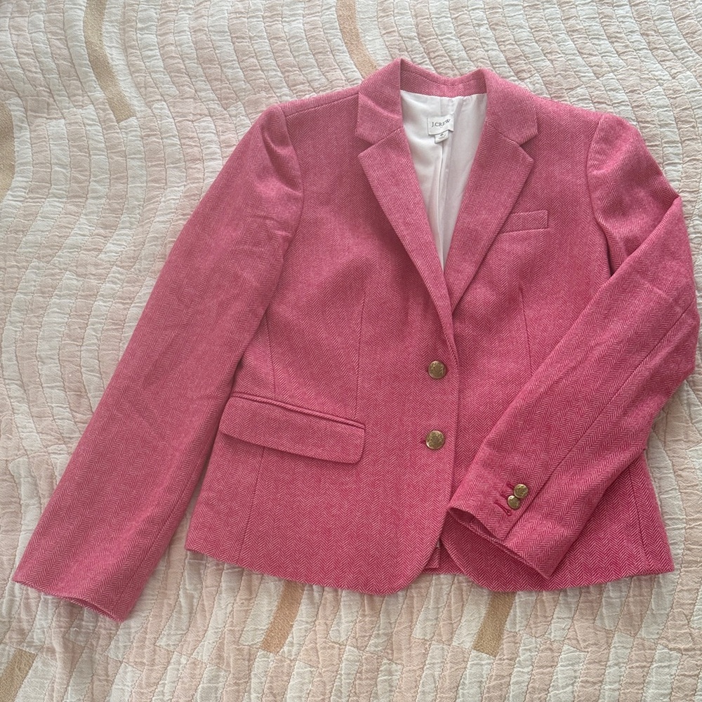J. Crew Pink Herringbone Blazer